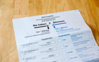 Stimmzettel für die Wahl zum Deutschen Bundestag